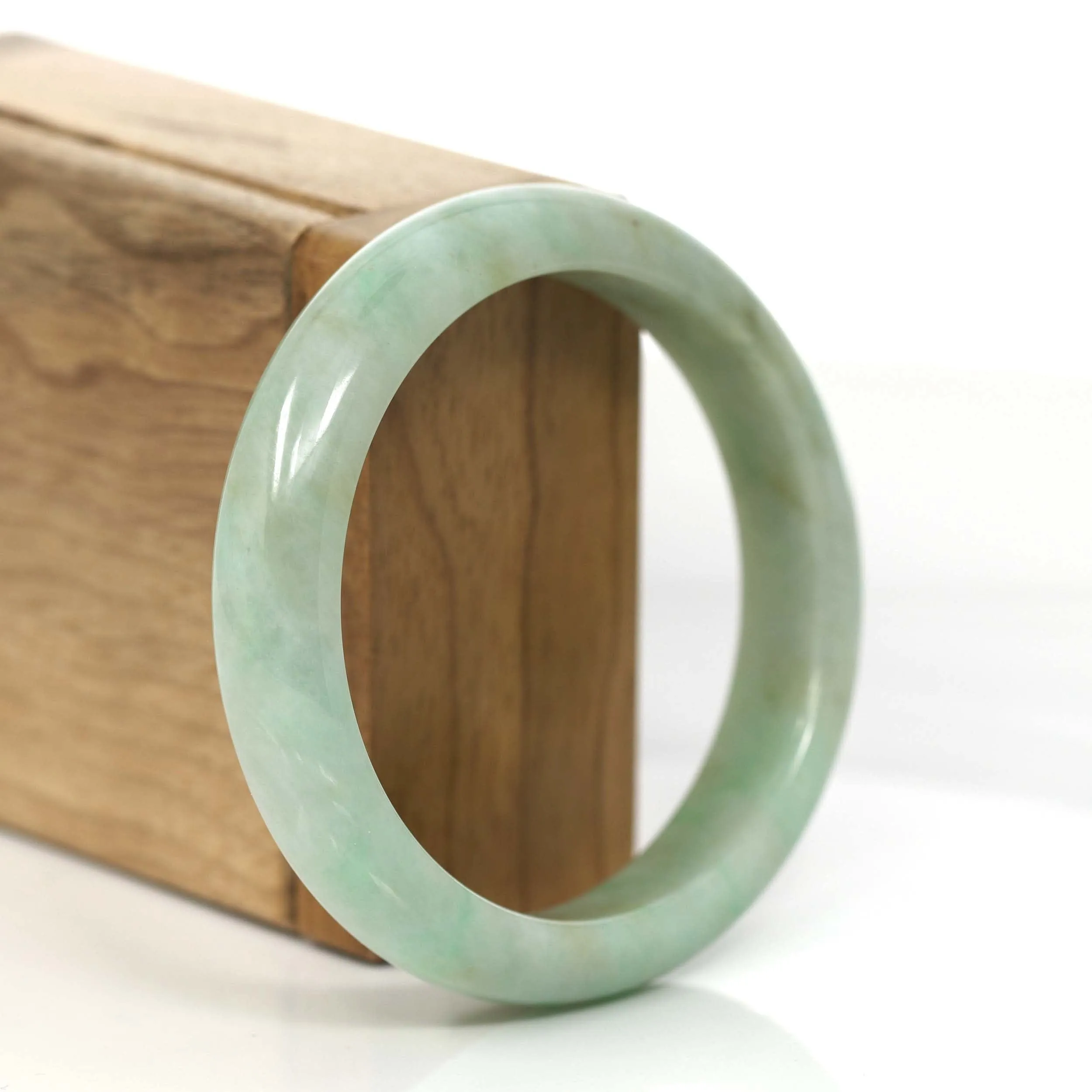 RealJade® Co.  "Classic Bangle" Green Natural Burmese Jadeite Jade Bangle (57.46 mm) #812