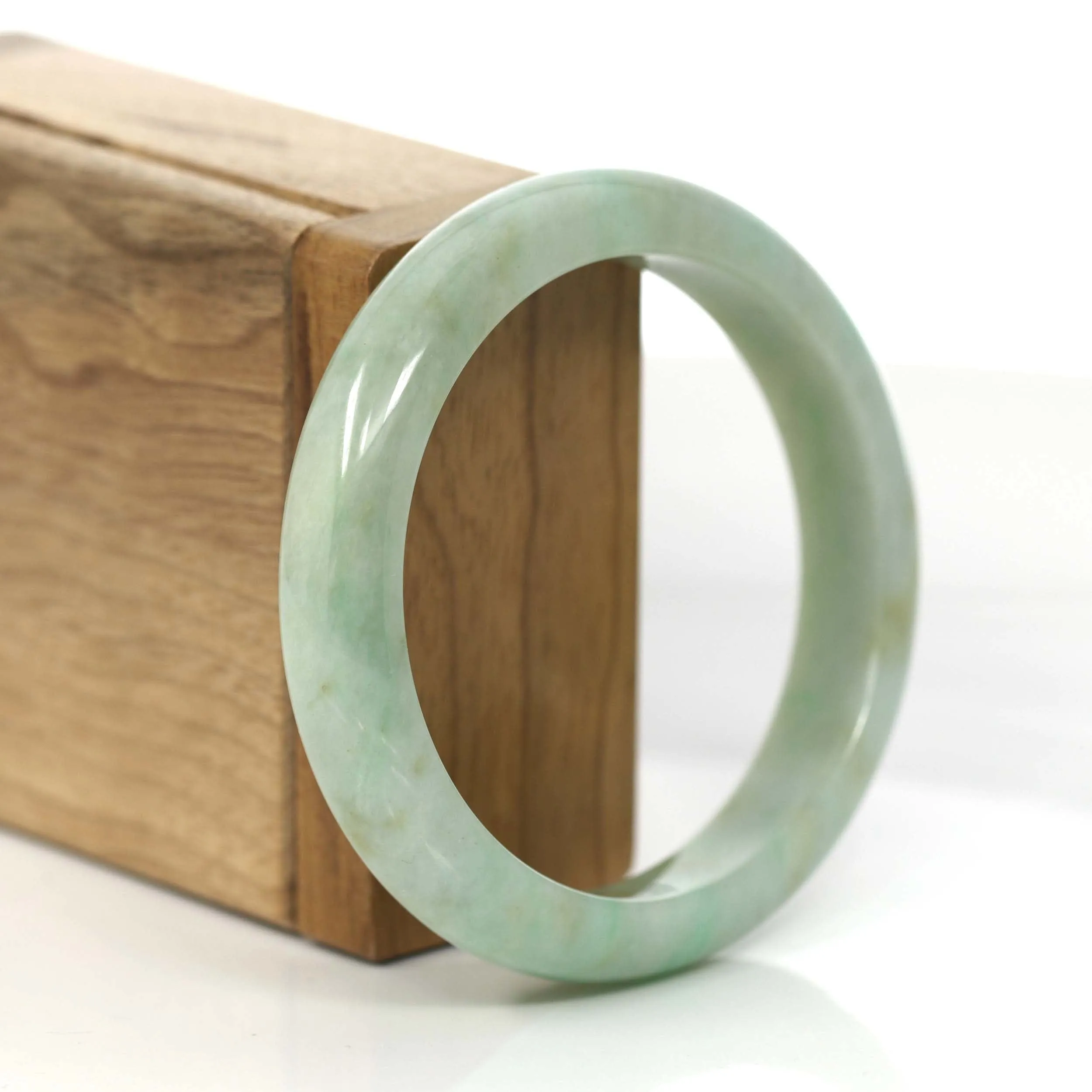 RealJade® Co.  "Classic Bangle" Green Natural Burmese Jadeite Jade Bangle (57.46 mm) #812