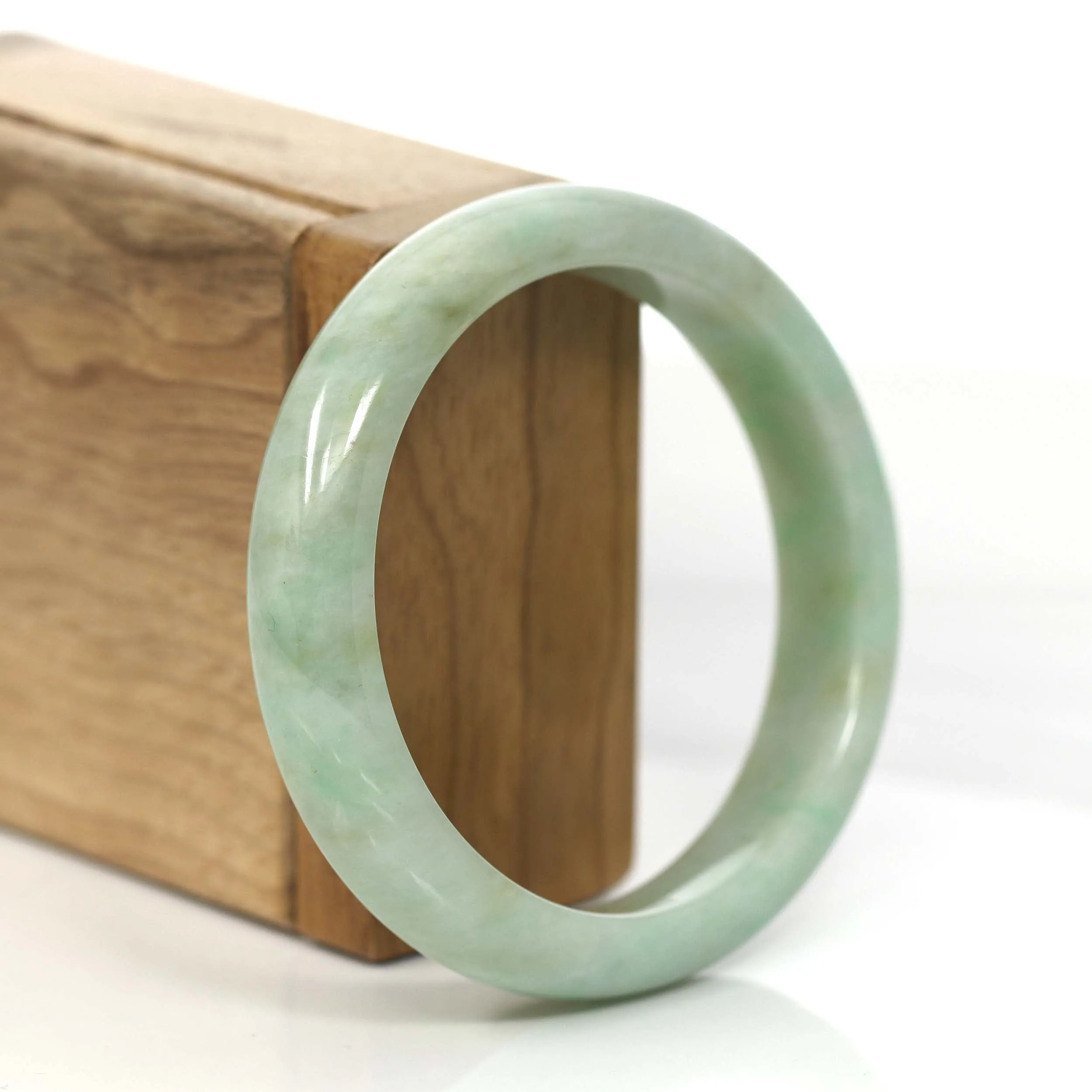 RealJade® Co.  "Classic Bangle" Green Natural Burmese Jadeite Jade Bangle (57.46 mm) #812