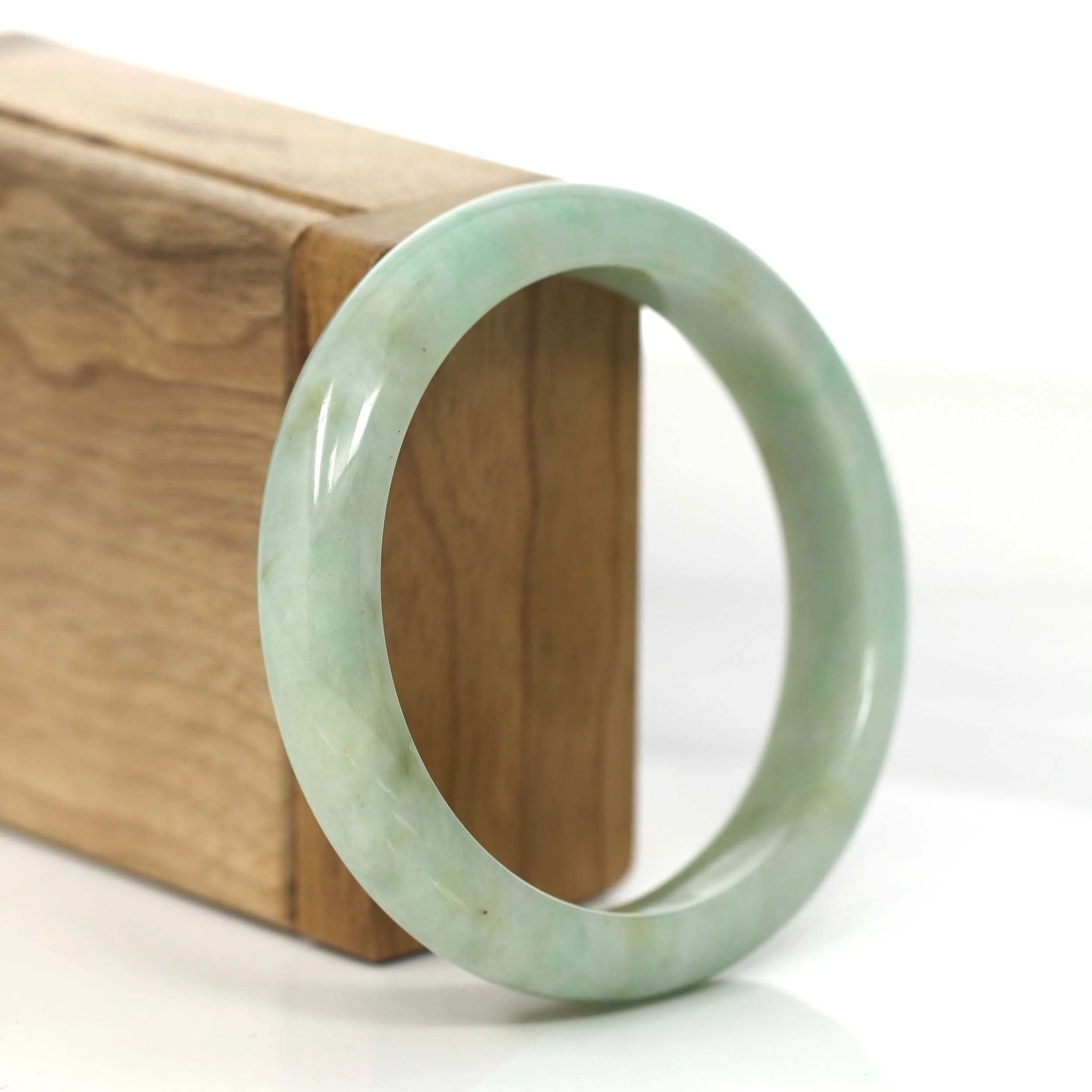 RealJade® Co.  "Classic Bangle" Green Natural Burmese Jadeite Jade Bangle (57.46 mm) #812