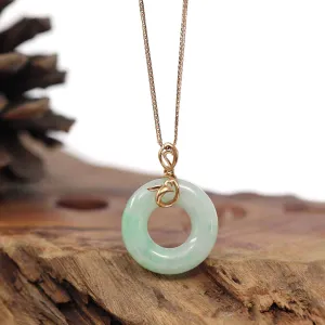 RealJade® Co. "Good Luck Birdie" 18k Rose Gold Genuine Burmese Jadeite Lucky Kou Kou Pendant Necklace