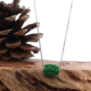 RealJade® Co. "Good Luck Button" Necklace Green Jadeite Jade Lucky TongTong Pendant Necklace