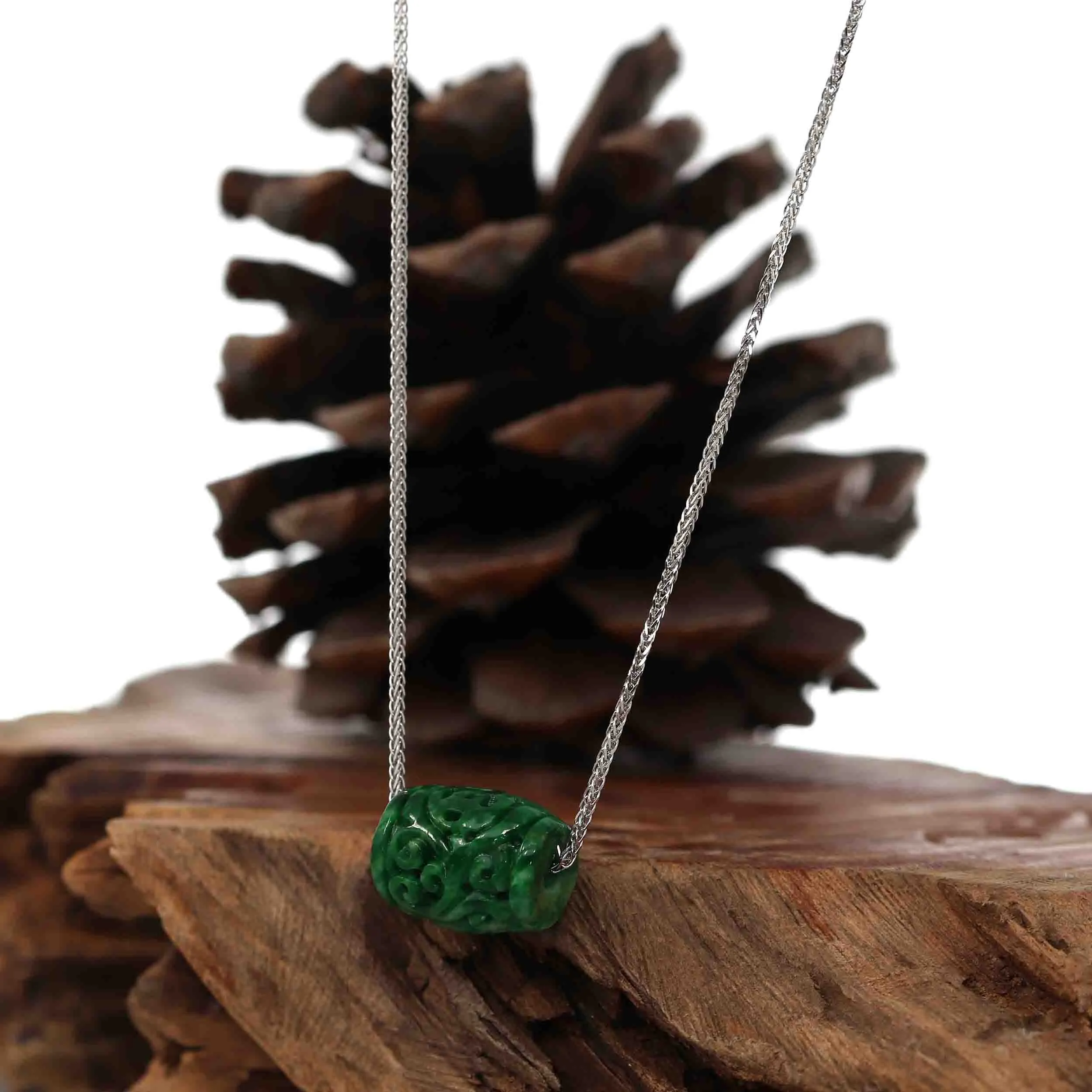 RealJade® Co. "Good Luck Button" Necklace Green Jadeite Jade Lucky TongTong Pendant Necklace