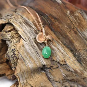 RealJade® "Morning Glory" 18k Rose Gold Imperial Green Jadeite Jade Diamond Pendant Necklace