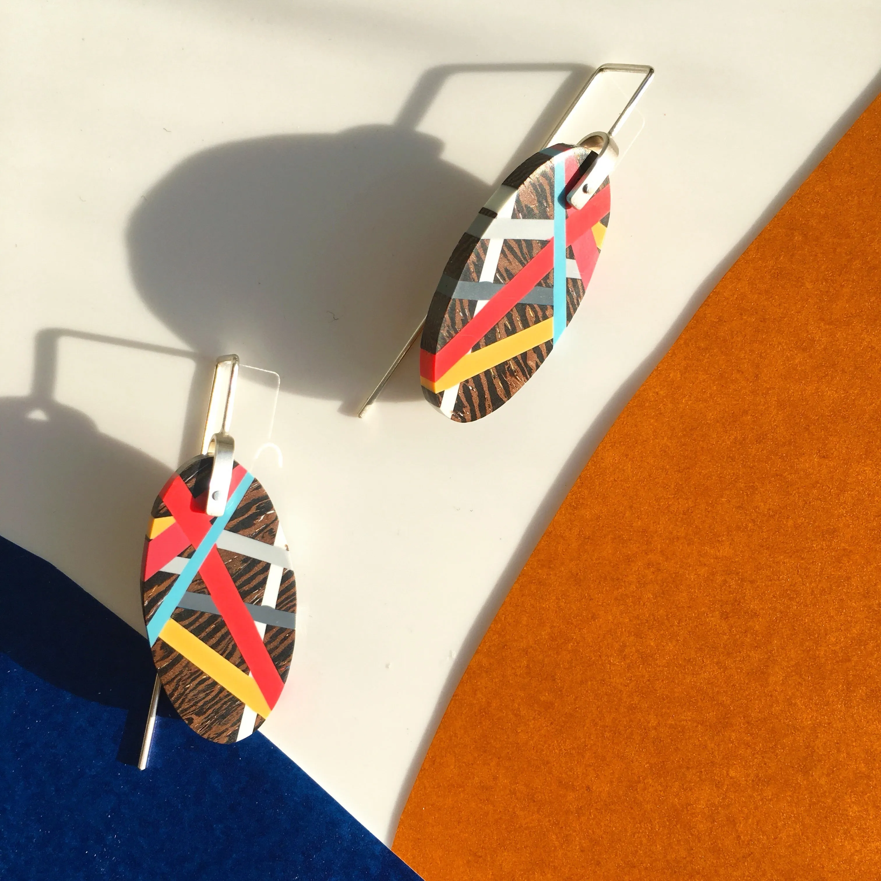 Red and Yellow Wenge Earrings