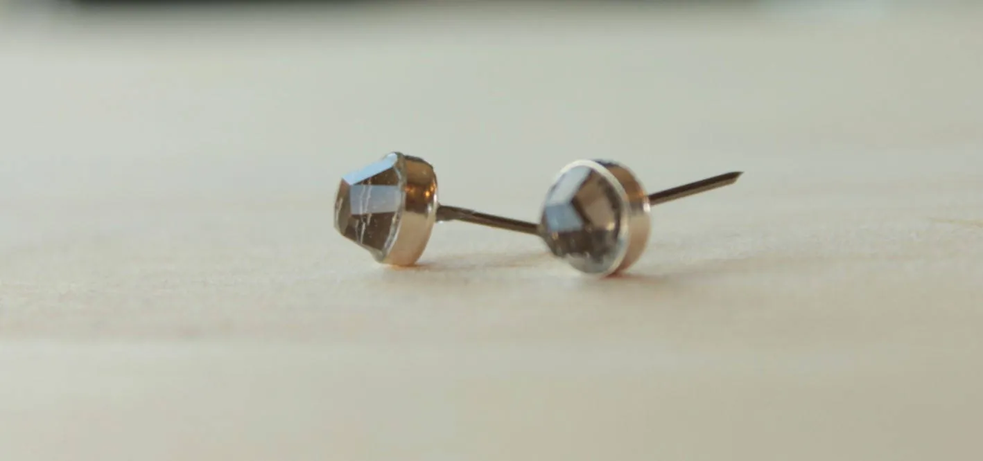 Rose Cut Smoky Quartz Bezel Gemstones, Large (Niobium or Titanium Post Earrings)