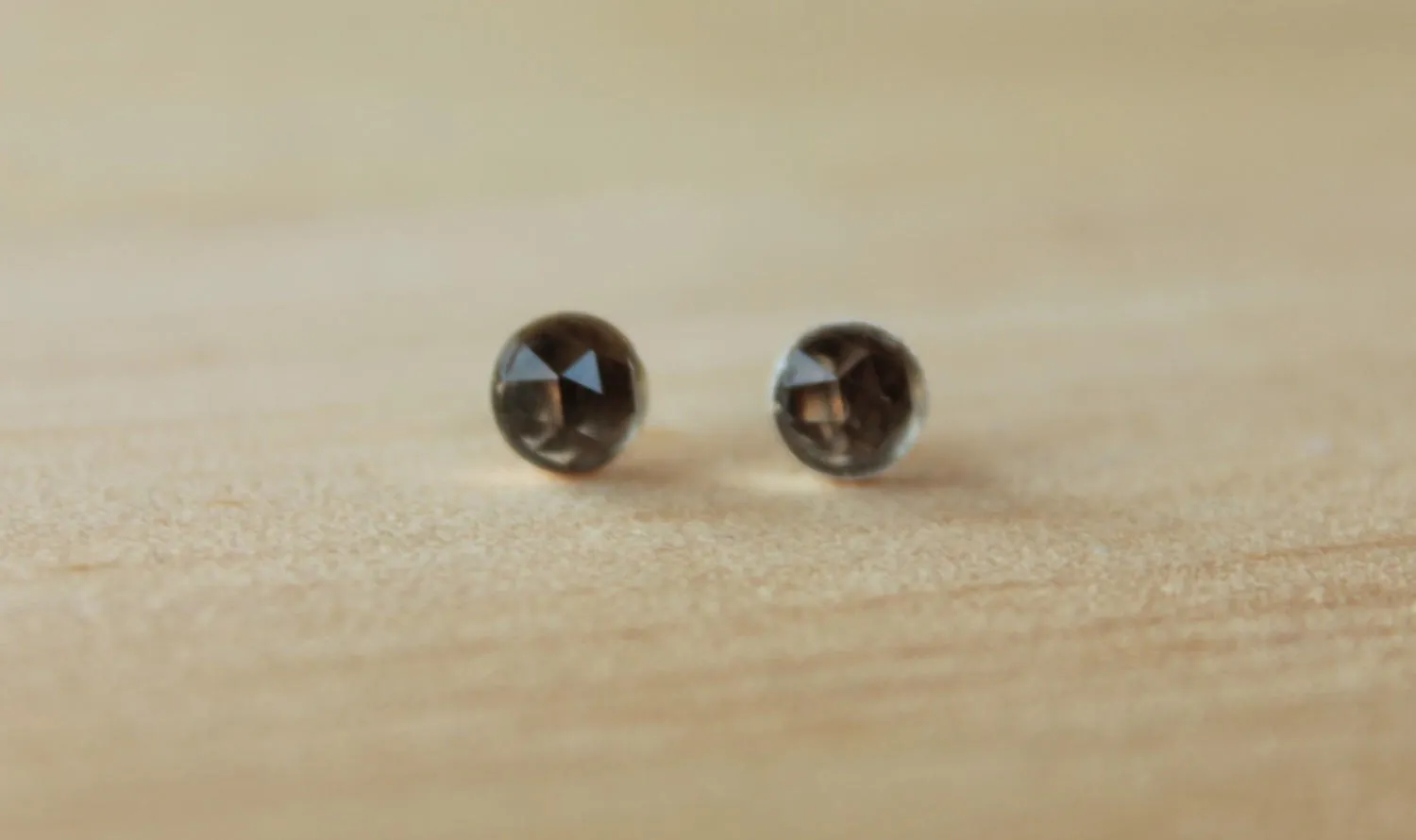 Rose Cut Smoky Quartz Bezel Gemstones, Large (Niobium or Titanium Post Earrings)
