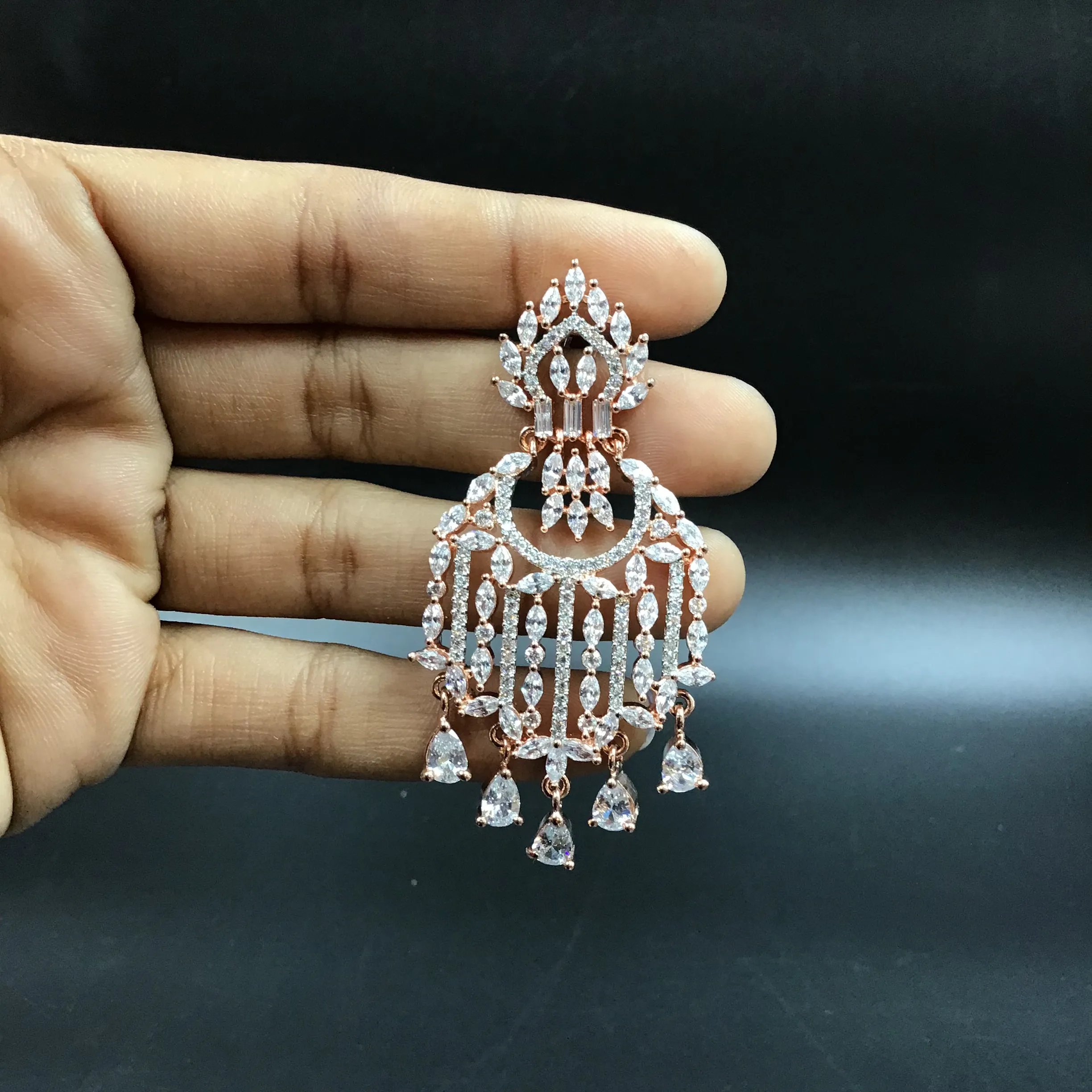 Rose Gold Zircon/AD Choker Set  14798-1938