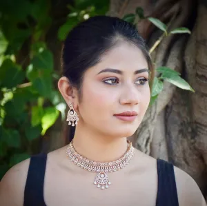 Rose Gold Zircon/AD Necklace Set 14315-1405