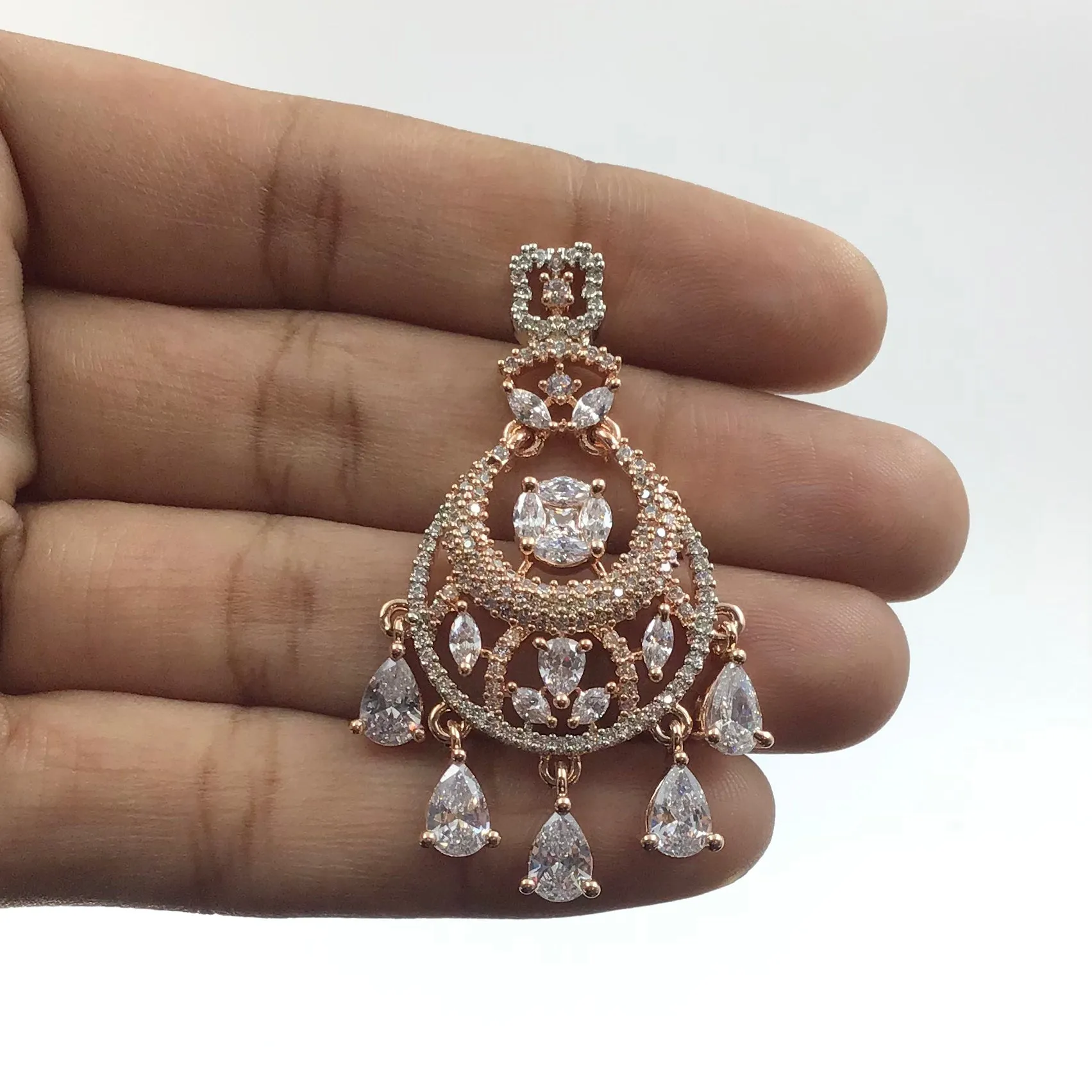 Rose Gold Zircon/AD Necklace Set 14315-1405