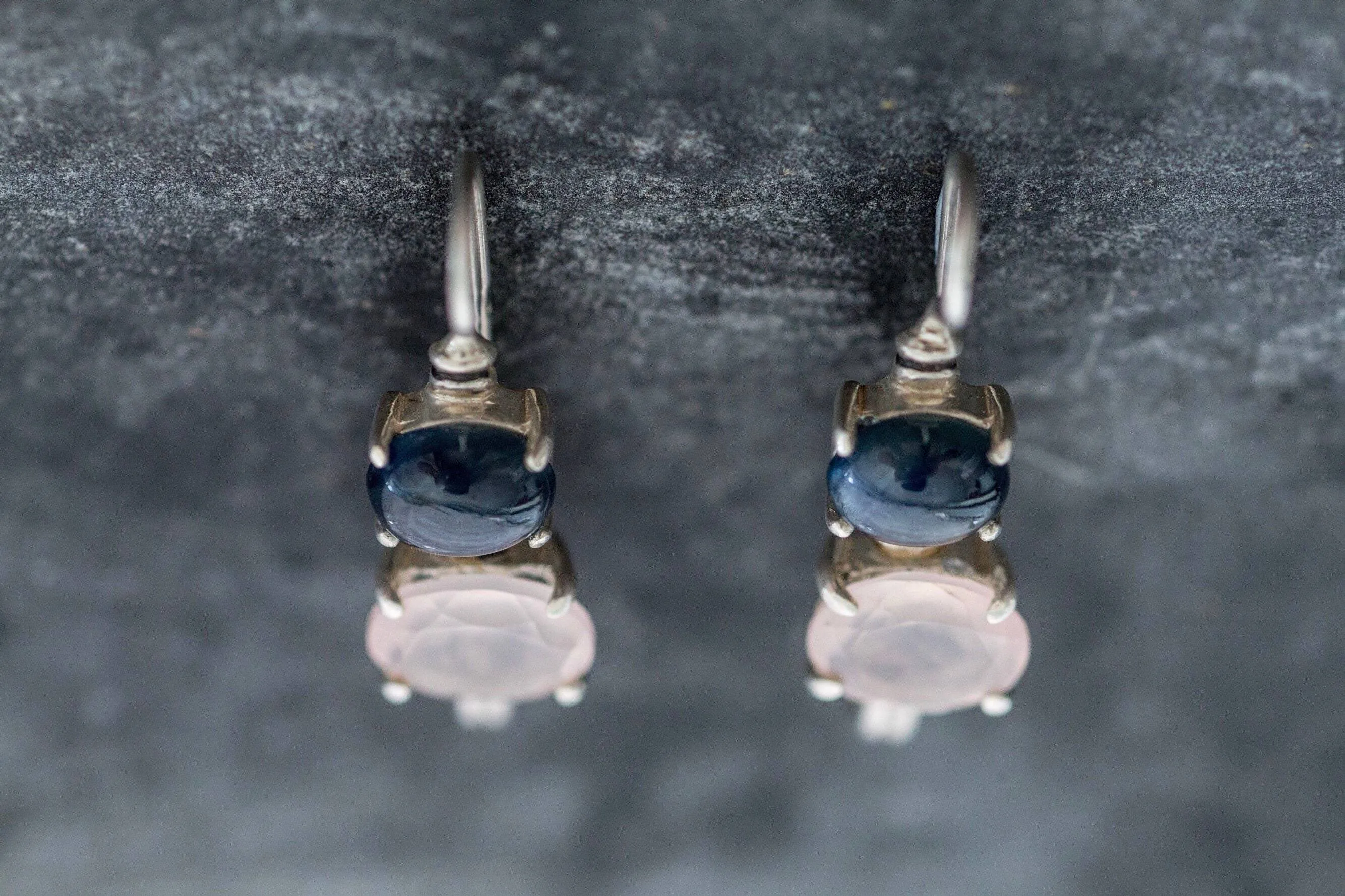 Rose Quartz Earrings - Pink Drop Earrings - Two Stone Earrings