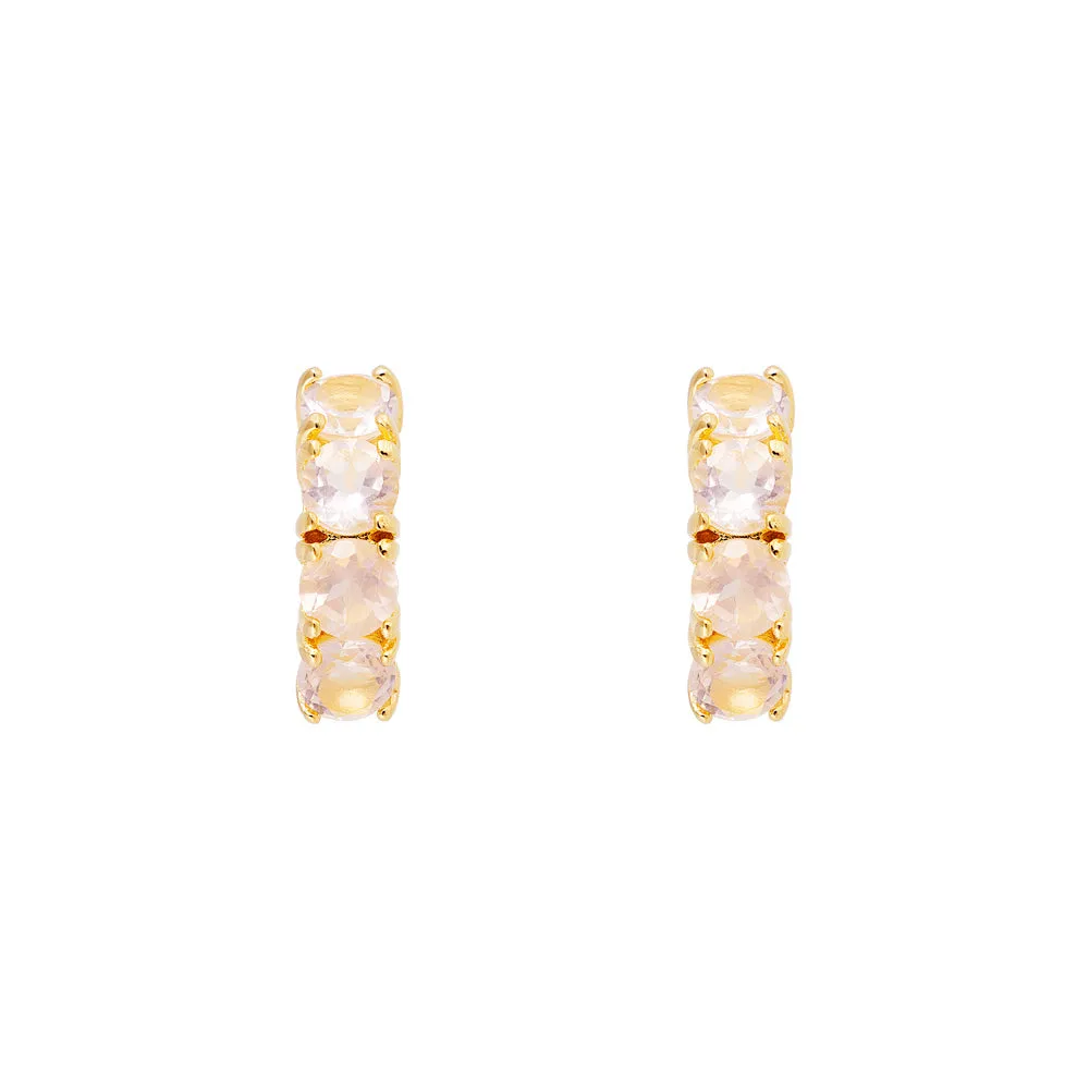 ROSE QUARTZ MIDI HOOPS