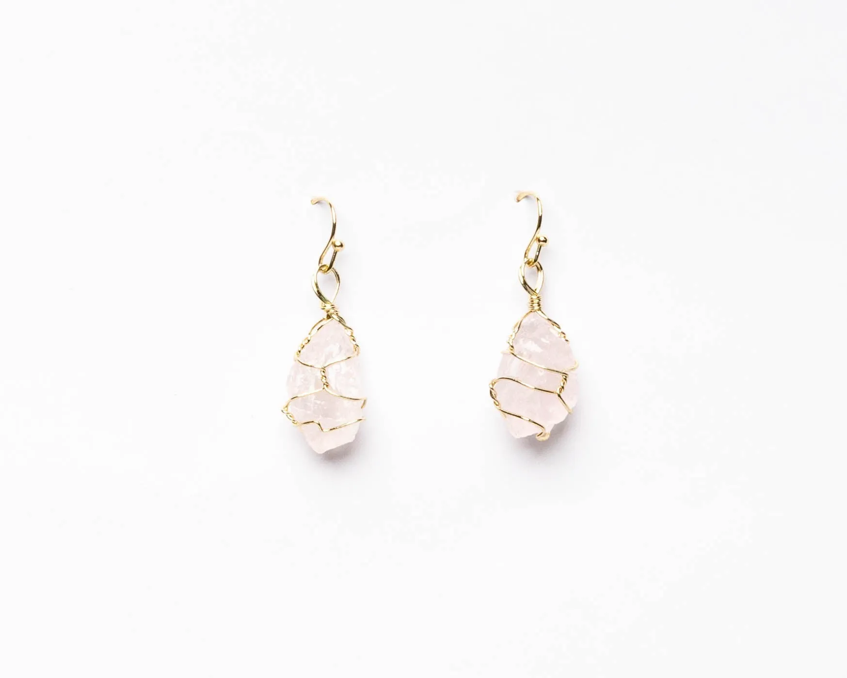 Rose Quartz Raw Hanging Earrings