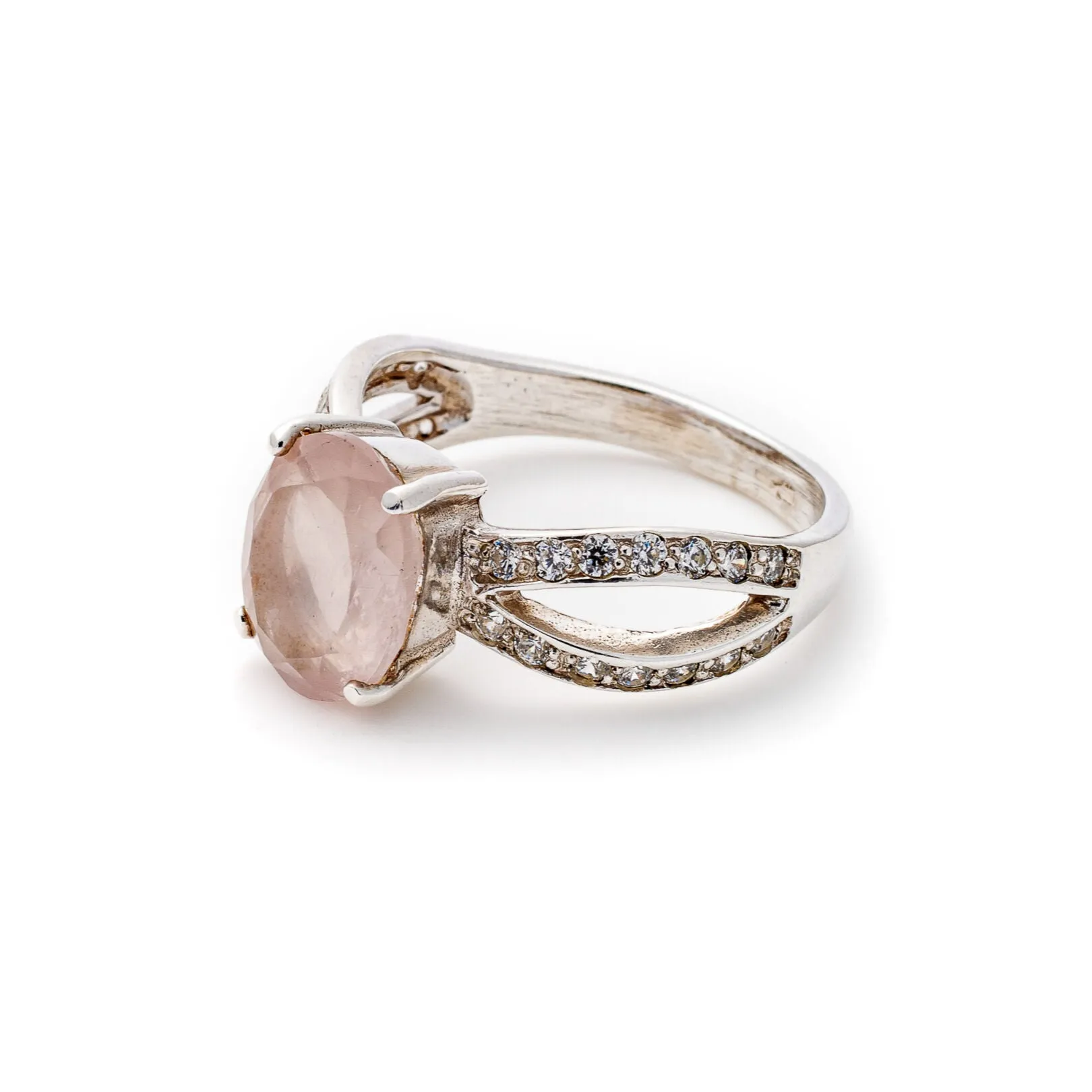 Rose Quartz Ring - GENUINE Rose Quartz - Pink Engagement Ring