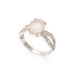 Rose Quartz Ring - GENUINE Rose Quartz - Pink Engagement Ring