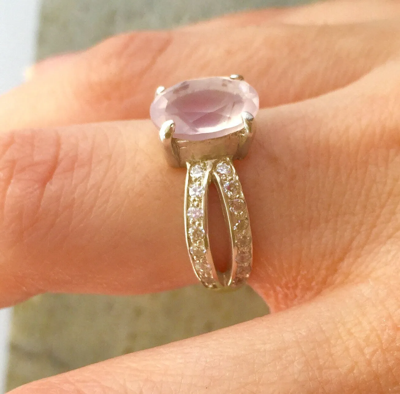 Rose Quartz Ring - GENUINE Rose Quartz - Pink Engagement Ring