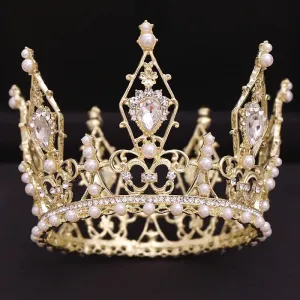 Round Baroque-Fit for a Queen Rhinestone Crystal Bridal Crown-QuinceTiara