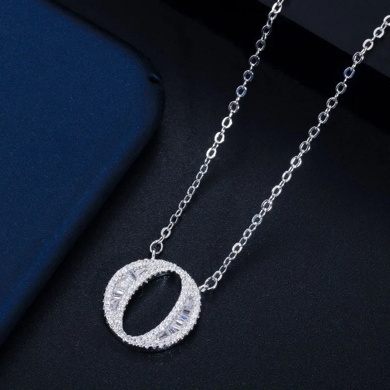 Shimmering Zircon Encrusted Personalized A-Z Initial Letter Pendant Necklaces