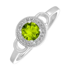 Silver Diamond 1/20Ctw & Peridot 1/2Ctw Ring