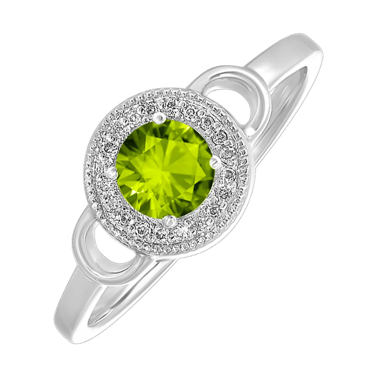 Silver Diamond 1/20Ctw & Peridot 1/2Ctw Ring