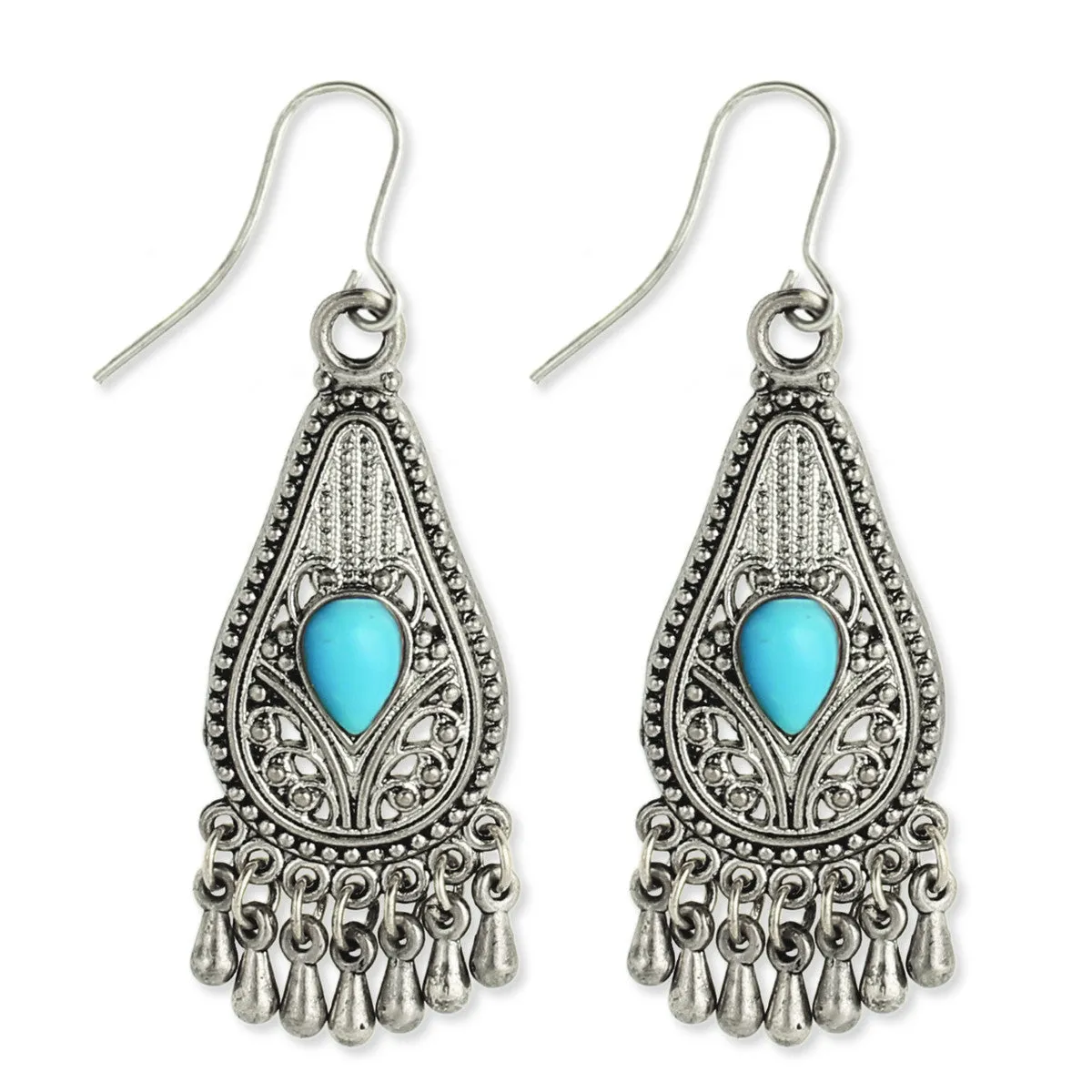 Silver Filigree Teardrop Earring