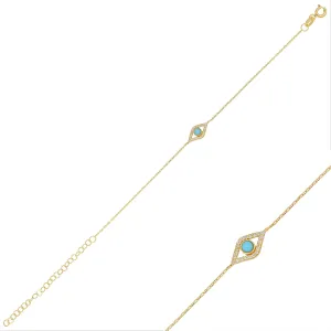 Silver gold plated dainty turquoise eye bracelet
