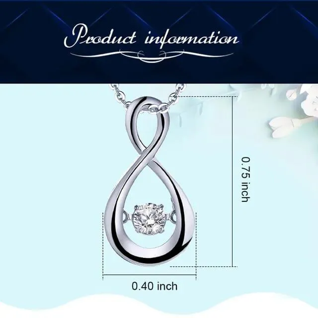 Silver necklace with dancing diamond necklace and moissanite