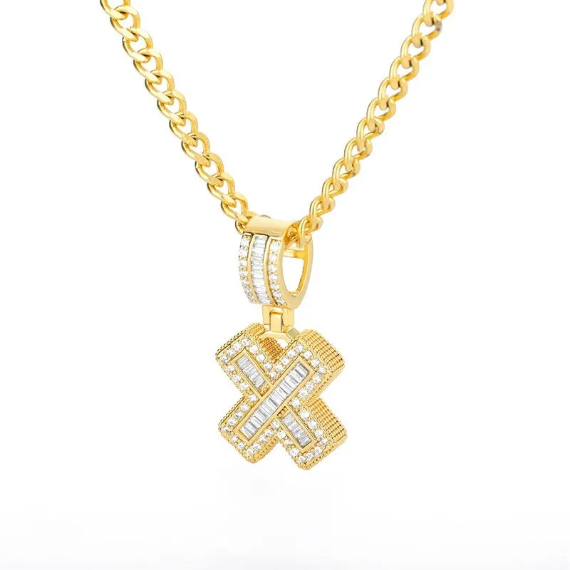 Silver Plated Zircon Bejeweled A-Z Initial Letter Pendant Necklaces