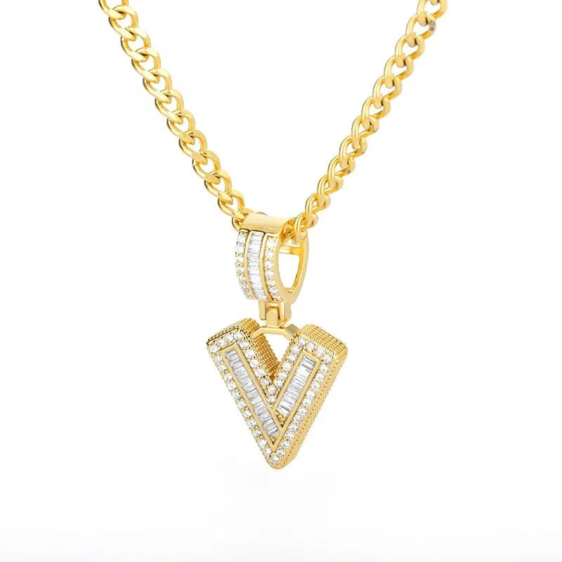 Silver Plated Zircon Bejeweled A-Z Initial Letter Pendant Necklaces