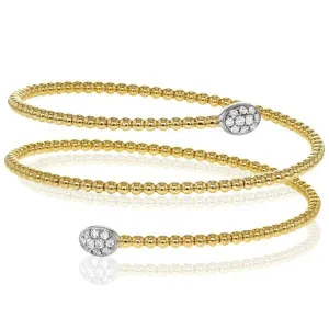 Simon G. 18K Yellow Gold Pave Set Coil Flexible "Snake" Diamond Bracelet