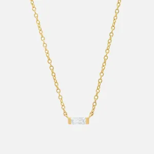 Solitaire Diamond Baguette Necklace