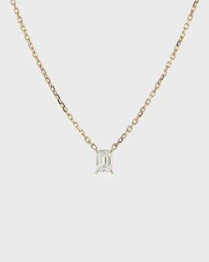 Solitaire Emerald Diamond Necklace