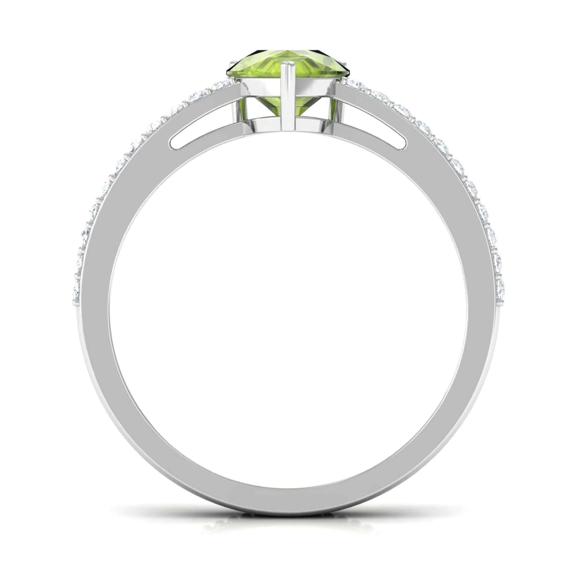 Solitaire Peridot and Diamond Ring with Twisted Rope