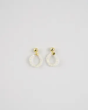 Stacked Circle Pearl Earrings