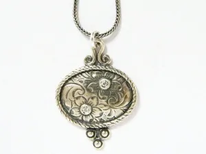 Sterling Silver 925 Necklace set  CZ zircons floral design Pendant