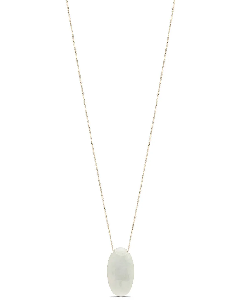 Sterling Silver Oval Jade Pendant Necklace