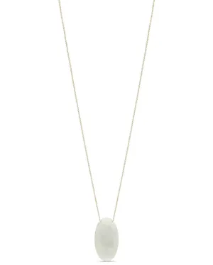 Sterling Silver Oval Jade Pendant Necklace