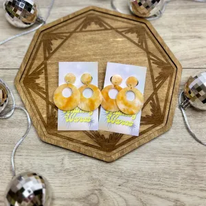 Sunset Stone Funky Open Circle Drop Dangles - Acrylic Earrings