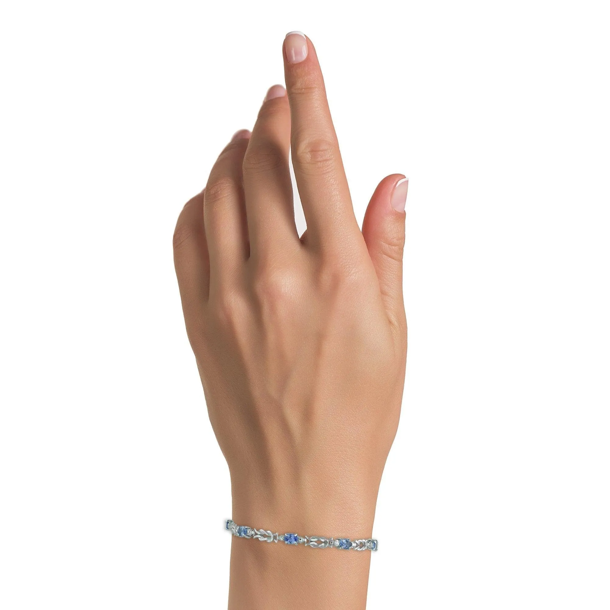 Tanzanite and Diamond Fashion Bracelet in 10K White Gold