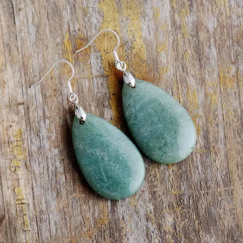 Teardrop Gemstone Dangle Earrings