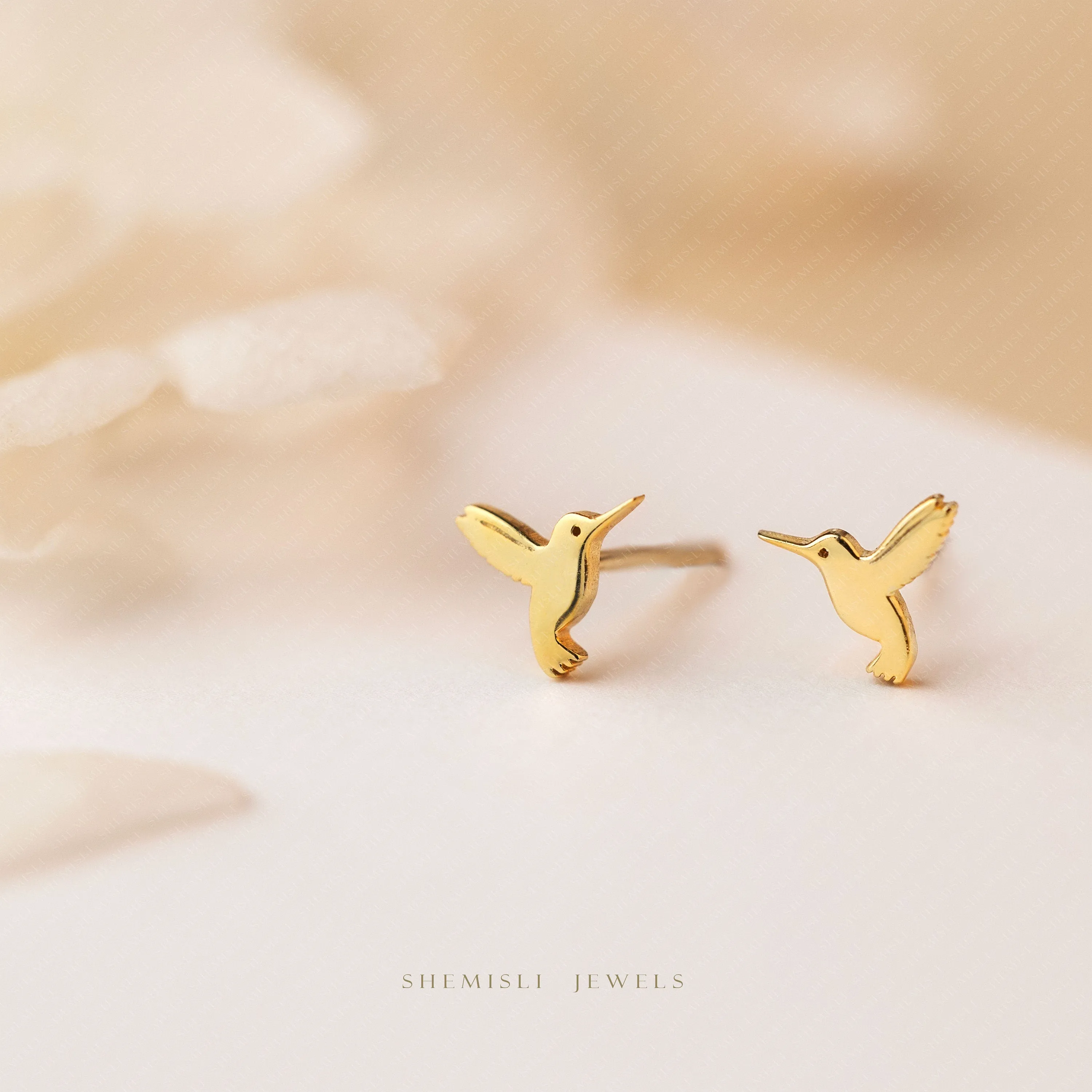 Tiny Hummingbird Stud Earrings, Unisex, Gold, Silver SS709 Butterfly End, SS710 Screw Ball End (Type A) LR