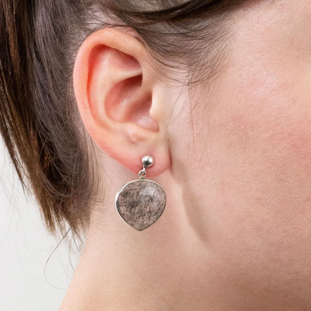 Tourmalinated Quartz Stud Drop Earrings