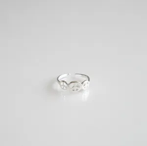 Triple Peace Sign Adjustable Toe Ring .925 sterling silver