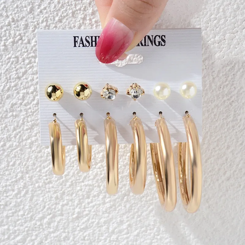 Wenkouban 23 Styles Women Earring Set Fashion Jewelry Gold Metal Big Hoop Dangle Drop Earing Butterfly Tassel Geometric Punk Brincos Femme