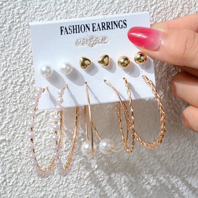 Wenkouban 23 Styles Women Earring Set Fashion Jewelry Gold Metal Big Hoop Dangle Drop Earing Butterfly Tassel Geometric Punk Brincos Femme