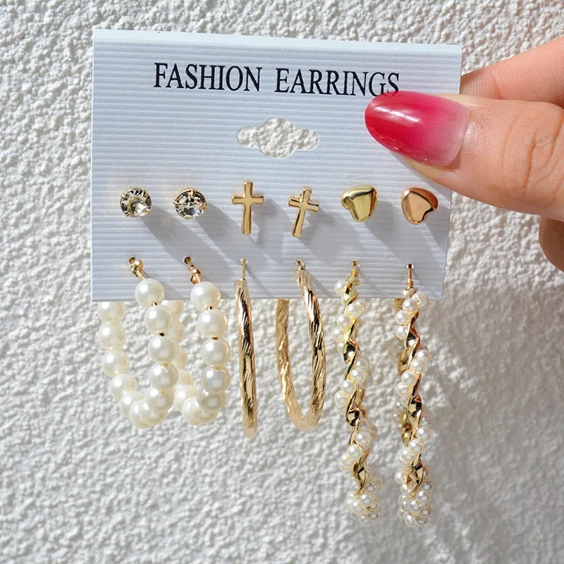 Wenkouban 23 Styles Women Earring Set Fashion Jewelry Gold Metal Big Hoop Dangle Drop Earing Butterfly Tassel Geometric Punk Brincos Femme