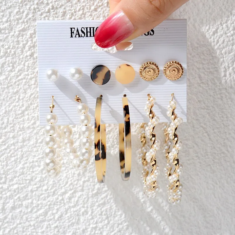 Wenkouban 23 Styles Women Earring Set Fashion Jewelry Gold Metal Big Hoop Dangle Drop Earing Butterfly Tassel Geometric Punk Brincos Femme