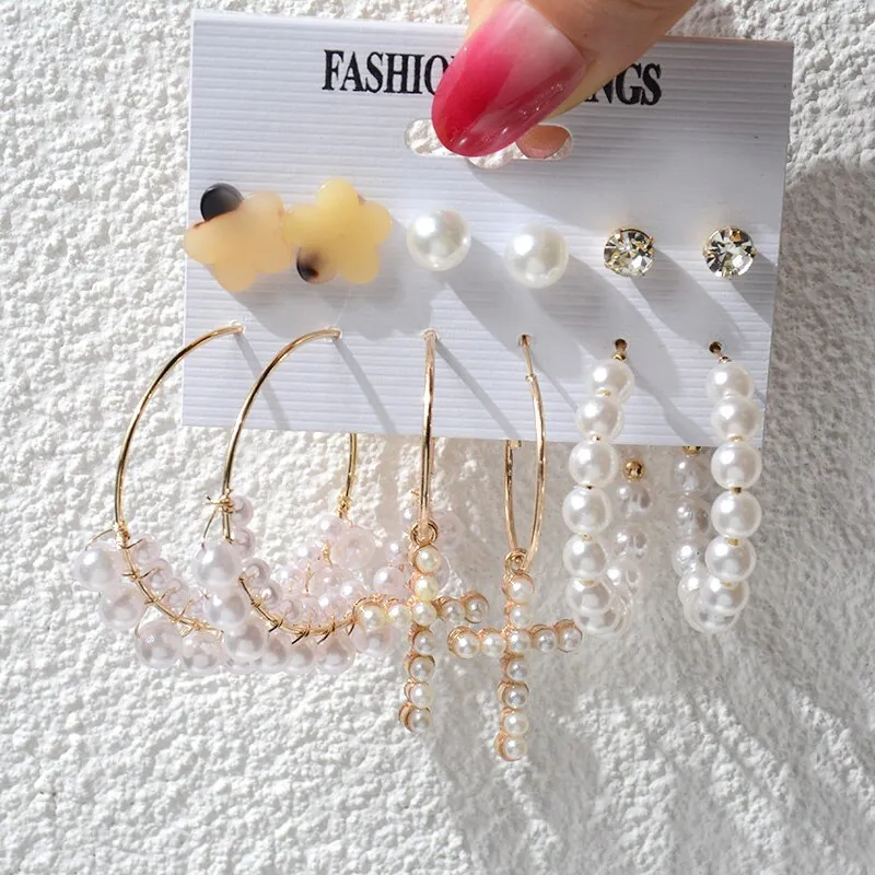 Wenkouban 23 Styles Women Earring Set Fashion Jewelry Gold Metal Big Hoop Dangle Drop Earing Butterfly Tassel Geometric Punk Brincos Femme