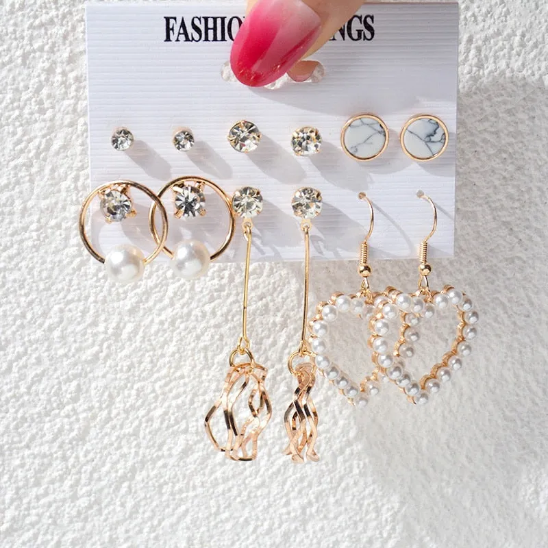 Wenkouban 23 Styles Women Earring Set Fashion Jewelry Gold Metal Big Hoop Dangle Drop Earing Butterfly Tassel Geometric Punk Brincos Femme