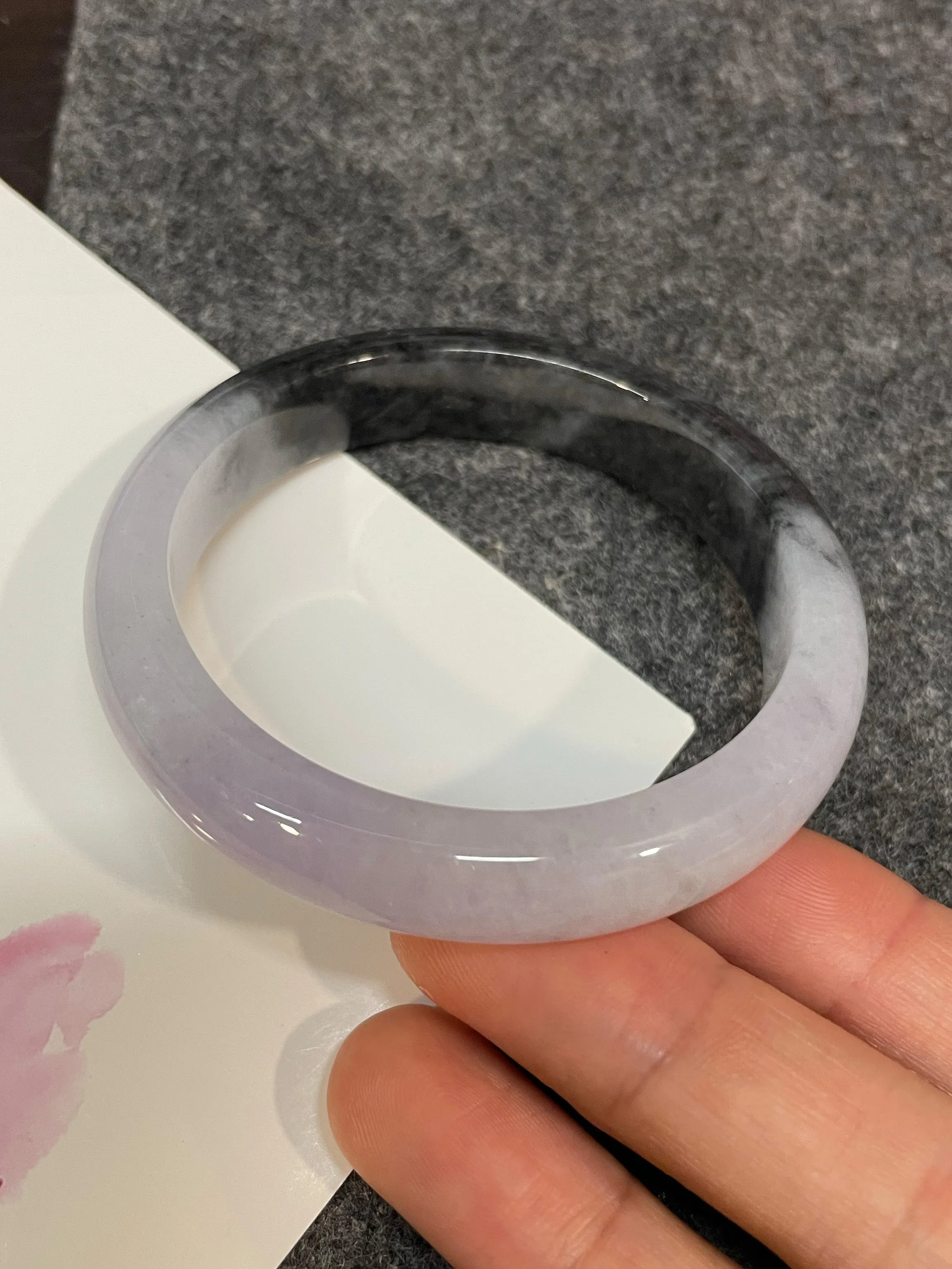 White With Black Jade Bangle | 56mm (NJBA173)